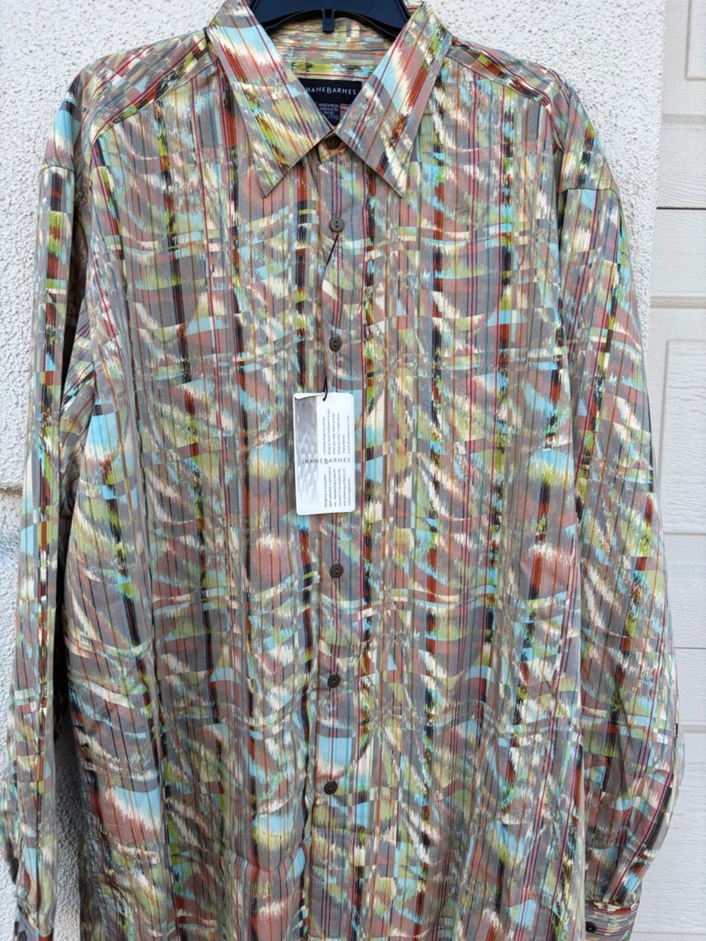 Jhane Barnes Multicolor Abstract Striped Button-Down Shirt